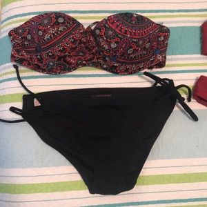 Two bikini sets - one red & one multi color
